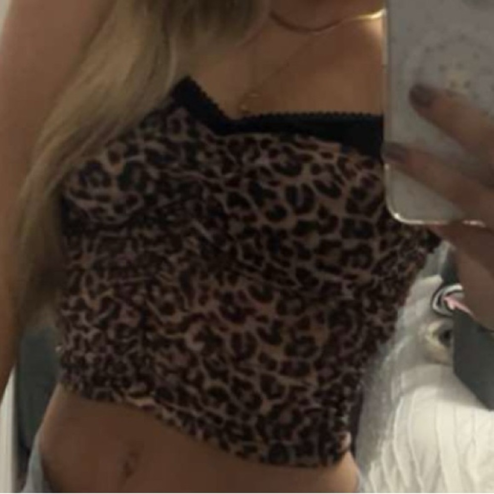 Leopard Print Ruched Cami Top - Picture 2 of 2